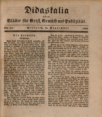 Didaskalia oder Blätter für Geist, Gemüth und Publizität (Didaskalia) Mittwoch 20. September 1826