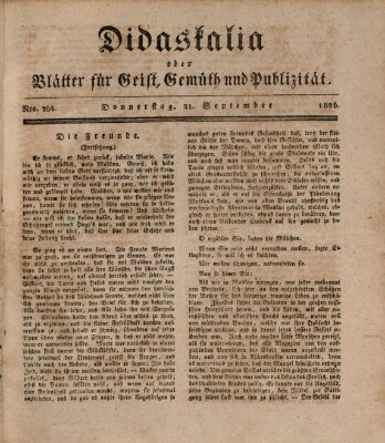 Didaskalia oder Blätter für Geist, Gemüth und Publizität (Didaskalia) Donnerstag 21. September 1826