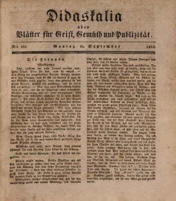 Didaskalia oder Blätter für Geist, Gemüth und Publizität (Didaskalia) Montag 25. September 1826