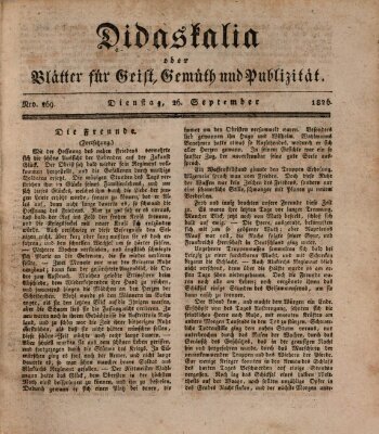 Didaskalia oder Blätter für Geist, Gemüth und Publizität (Didaskalia) Dienstag 26. September 1826