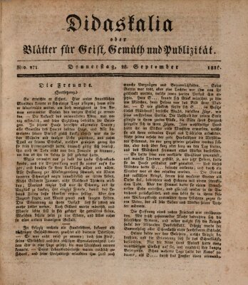 Didaskalia oder Blätter für Geist, Gemüth und Publizität (Didaskalia) Donnerstag 28. September 1826