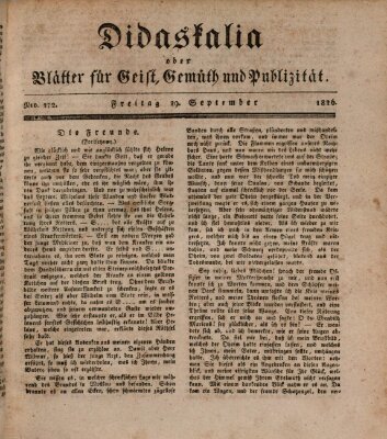 Didaskalia oder Blätter für Geist, Gemüth und Publizität (Didaskalia) Freitag 29. September 1826