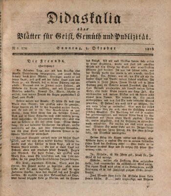 Didaskalia oder Blätter für Geist, Gemüth und Publizität (Didaskalia) Sonntag 1. Oktober 1826