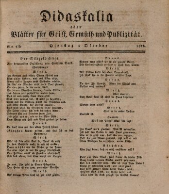 Didaskalia oder Blätter für Geist, Gemüth und Publizität (Didaskalia) Dienstag 3. Oktober 1826