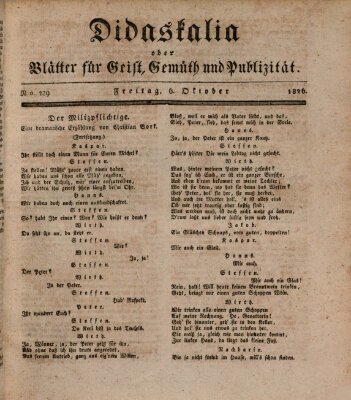 Didaskalia oder Blätter für Geist, Gemüth und Publizität (Didaskalia) Freitag 6. Oktober 1826