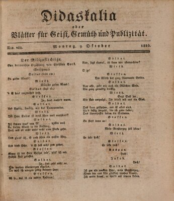 Didaskalia oder Blätter für Geist, Gemüth und Publizität (Didaskalia) Montag 9. Oktober 1826