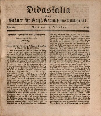 Didaskalia oder Blätter für Geist, Gemüth und Publizität (Didaskalia) Montag 16. Oktober 1826