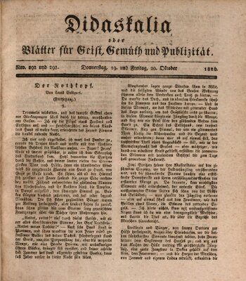 Didaskalia oder Blätter für Geist, Gemüth und Publizität (Didaskalia) Freitag 20. Oktober 1826