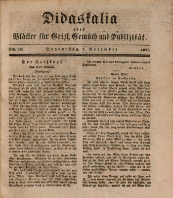 Didaskalia oder Blätter für Geist, Gemüth und Publizität (Didaskalia) Donnerstag 2. November 1826