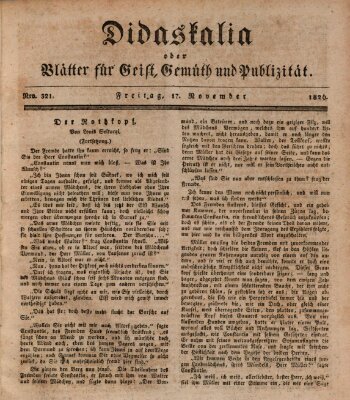 Didaskalia oder Blätter für Geist, Gemüth und Publizität (Didaskalia) Freitag 17. November 1826