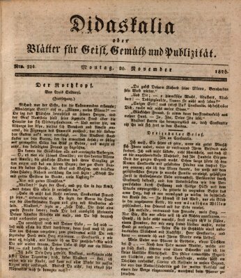 Didaskalia oder Blätter für Geist, Gemüth und Publizität (Didaskalia) Montag 20. November 1826