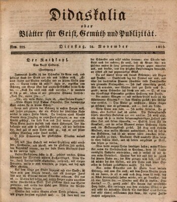 Didaskalia oder Blätter für Geist, Gemüth und Publizität (Didaskalia) Dienstag 21. November 1826