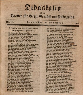 Didaskalia oder Blätter für Geist, Gemüth und Publizität (Didaskalia) Donnerstag 23. November 1826