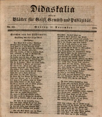 Didaskalia oder Blätter für Geist, Gemüth und Publizität (Didaskalia) Montag 27. November 1826