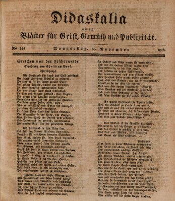 Didaskalia oder Blätter für Geist, Gemüth und Publizität (Didaskalia) Donnerstag 30. November 1826