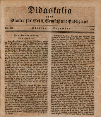 Didaskalia oder Blätter für Geist, Gemüth und Publizität (Didaskalia) Sonntag 3. Dezember 1826