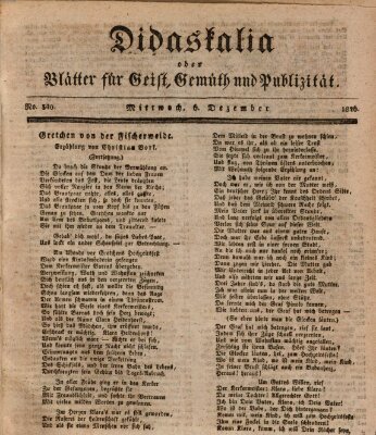 Didaskalia oder Blätter für Geist, Gemüth und Publizität (Didaskalia) Mittwoch 6. Dezember 1826