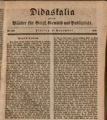 Didaskalia oder Blätter für Geist, Gemüth und Publizität (Didaskalia) Freitag 8. Dezember 1826