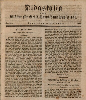 Didaskalia oder Blätter für Geist, Gemüth und Publizität (Didaskalia) Donnerstag 21. Dezember 1826