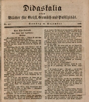 Didaskalia oder Blätter für Geist, Gemüth und Publizität (Didaskalia) Samstag 23. Dezember 1826