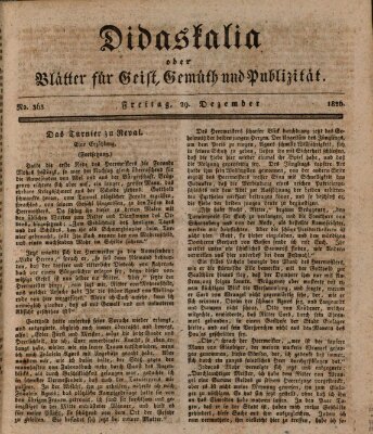 Didaskalia oder Blätter für Geist, Gemüth und Publizität (Didaskalia) Freitag 29. Dezember 1826