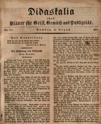 Didaskalia oder Blätter für Geist, Gemüth und Publizität (Didaskalia) Samstag 11. August 1827