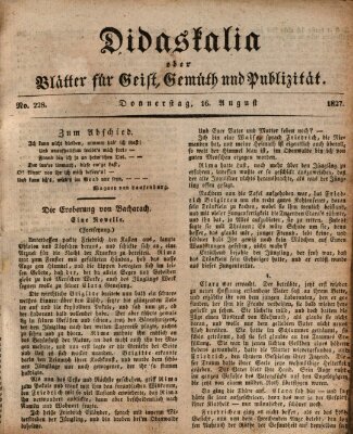 Didaskalia oder Blätter für Geist, Gemüth und Publizität (Didaskalia) Donnerstag 16. August 1827