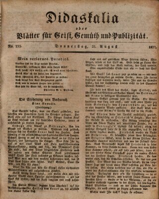 Didaskalia oder Blätter für Geist, Gemüth und Publizität (Didaskalia) Donnerstag 23. August 1827