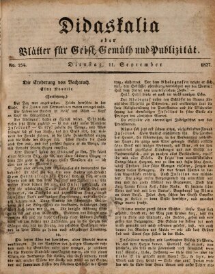 Didaskalia oder Blätter für Geist, Gemüth und Publizität (Didaskalia) Dienstag 11. September 1827