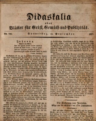 Didaskalia oder Blätter für Geist, Gemüth und Publizität (Didaskalia) Donnerstag 13. September 1827