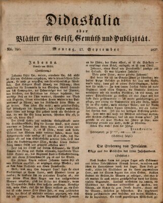 Didaskalia oder Blätter für Geist, Gemüth und Publizität (Didaskalia) Montag 17. September 1827