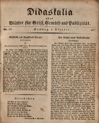 Didaskalia oder Blätter für Geist, Gemüth und Publizität (Didaskalia) Samstag 6. Oktober 1827