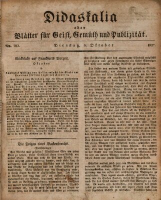 Didaskalia oder Blätter für Geist, Gemüth und Publizität (Didaskalia) Dienstag 9. Oktober 1827