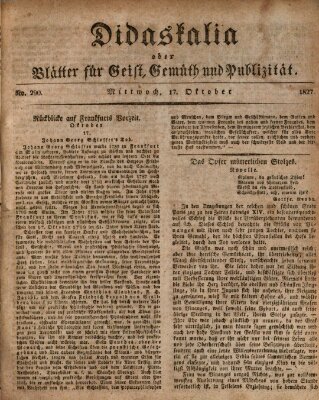 Didaskalia oder Blätter für Geist, Gemüth und Publizität (Didaskalia) Mittwoch 17. Oktober 1827