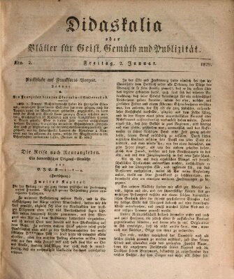 Didaskalia oder Blätter für Geist, Gemüth und Publizität (Didaskalia) Freitag 2. Januar 1829