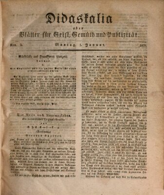 Didaskalia oder Blätter für Geist, Gemüth und Publizität (Didaskalia) Montag 5. Januar 1829