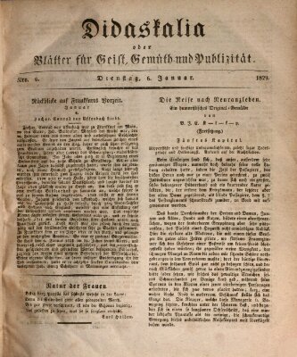 Didaskalia oder Blätter für Geist, Gemüth und Publizität (Didaskalia) Dienstag 6. Januar 1829