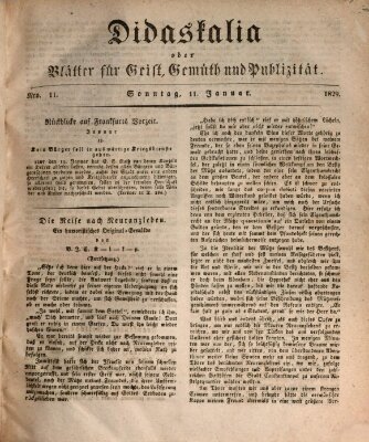 Didaskalia oder Blätter für Geist, Gemüth und Publizität (Didaskalia) Sonntag 11. Januar 1829