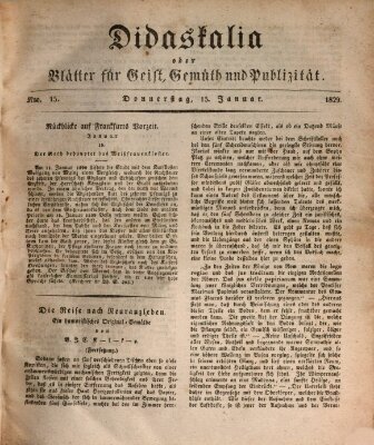 Didaskalia oder Blätter für Geist, Gemüth und Publizität (Didaskalia) Donnerstag 15. Januar 1829