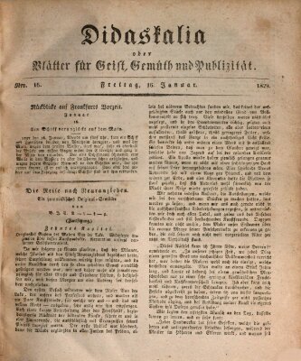 Didaskalia oder Blätter für Geist, Gemüth und Publizität (Didaskalia) Freitag 16. Januar 1829