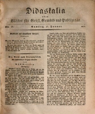 Didaskalia oder Blätter für Geist, Gemüth und Publizität (Didaskalia) Samstag 17. Januar 1829