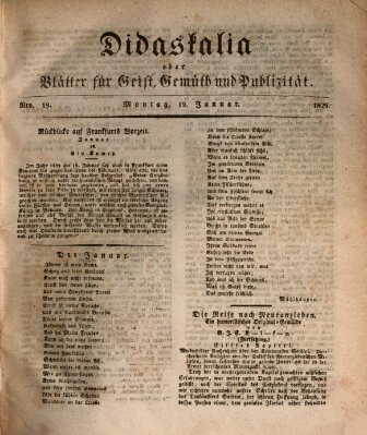 Didaskalia oder Blätter für Geist, Gemüth und Publizität (Didaskalia) Montag 19. Januar 1829