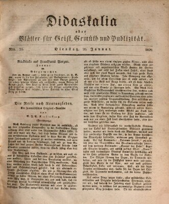 Didaskalia oder Blätter für Geist, Gemüth und Publizität (Didaskalia) Dienstag 20. Januar 1829