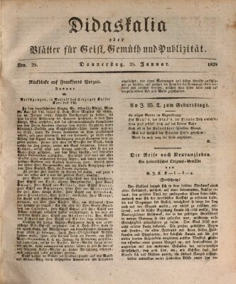 Didaskalia oder Blätter für Geist, Gemüth und Publizität (Didaskalia) Donnerstag 29. Januar 1829