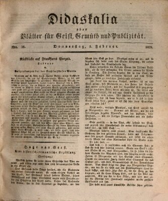 Didaskalia oder Blätter für Geist, Gemüth und Publizität (Didaskalia) Donnerstag 5. Februar 1829