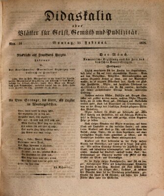 Didaskalia oder Blätter für Geist, Gemüth und Publizität (Didaskalia) Montag 23. Februar 1829