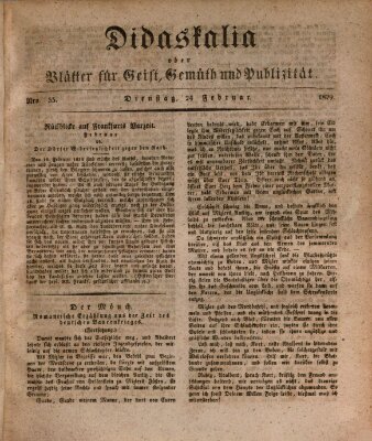 Didaskalia oder Blätter für Geist, Gemüth und Publizität (Didaskalia) Dienstag 24. Februar 1829