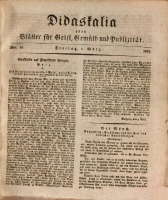 Didaskalia oder Blätter für Geist, Gemüth und Publizität (Didaskalia) Freitag 6. März 1829