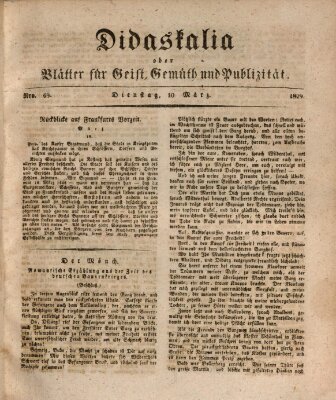 Didaskalia oder Blätter für Geist, Gemüth und Publizität (Didaskalia) Dienstag 10. März 1829