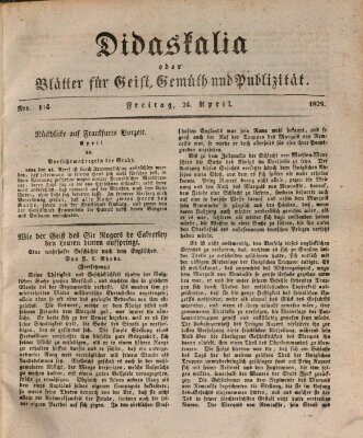 Didaskalia oder Blätter für Geist, Gemüth und Publizität (Didaskalia) Freitag 24. April 1829